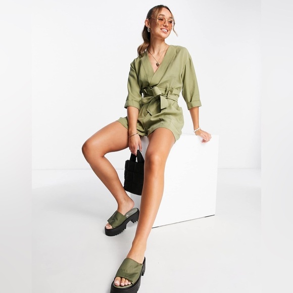 Mango Green Wrap Jumpsuit with Belted Waist NWOT - Picture 2 of 5